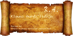 Klausz Aurélián névjegykártya